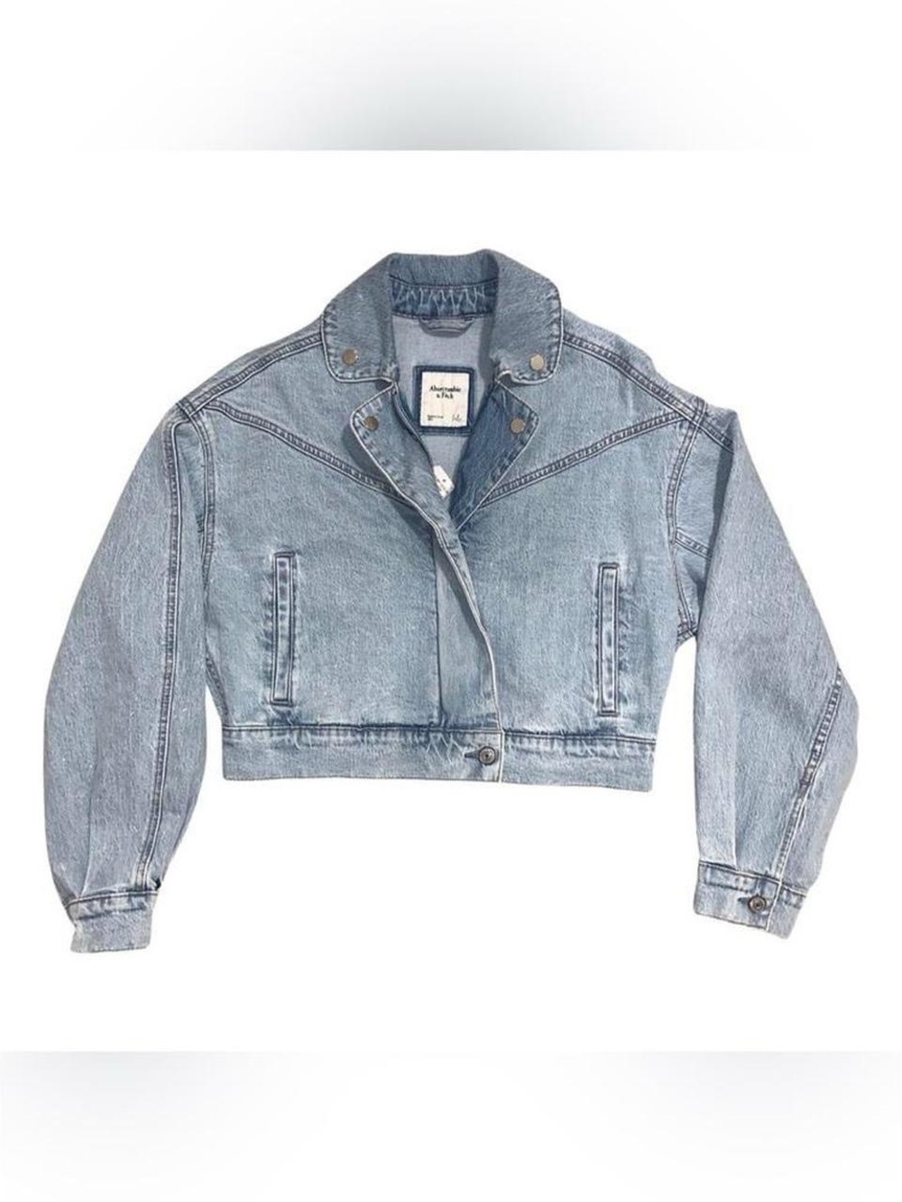Abercrombie Light Blue Cropped Denim Western Jacket - Women